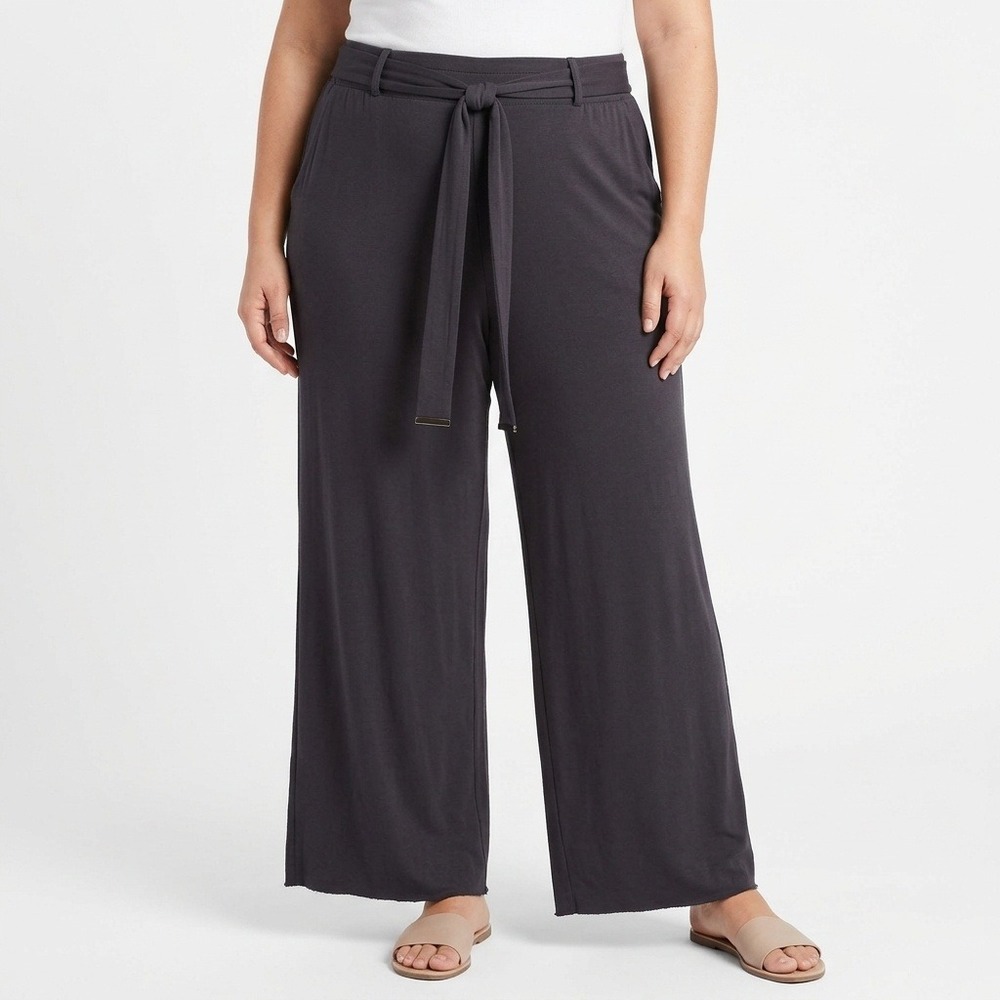 Universal Standard Black Wide Leg Tie Waist Modal Pants S USPA1079
